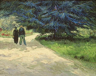 Jardin public avec couple et sapin bleu : Le Jardin du poète III, 1888